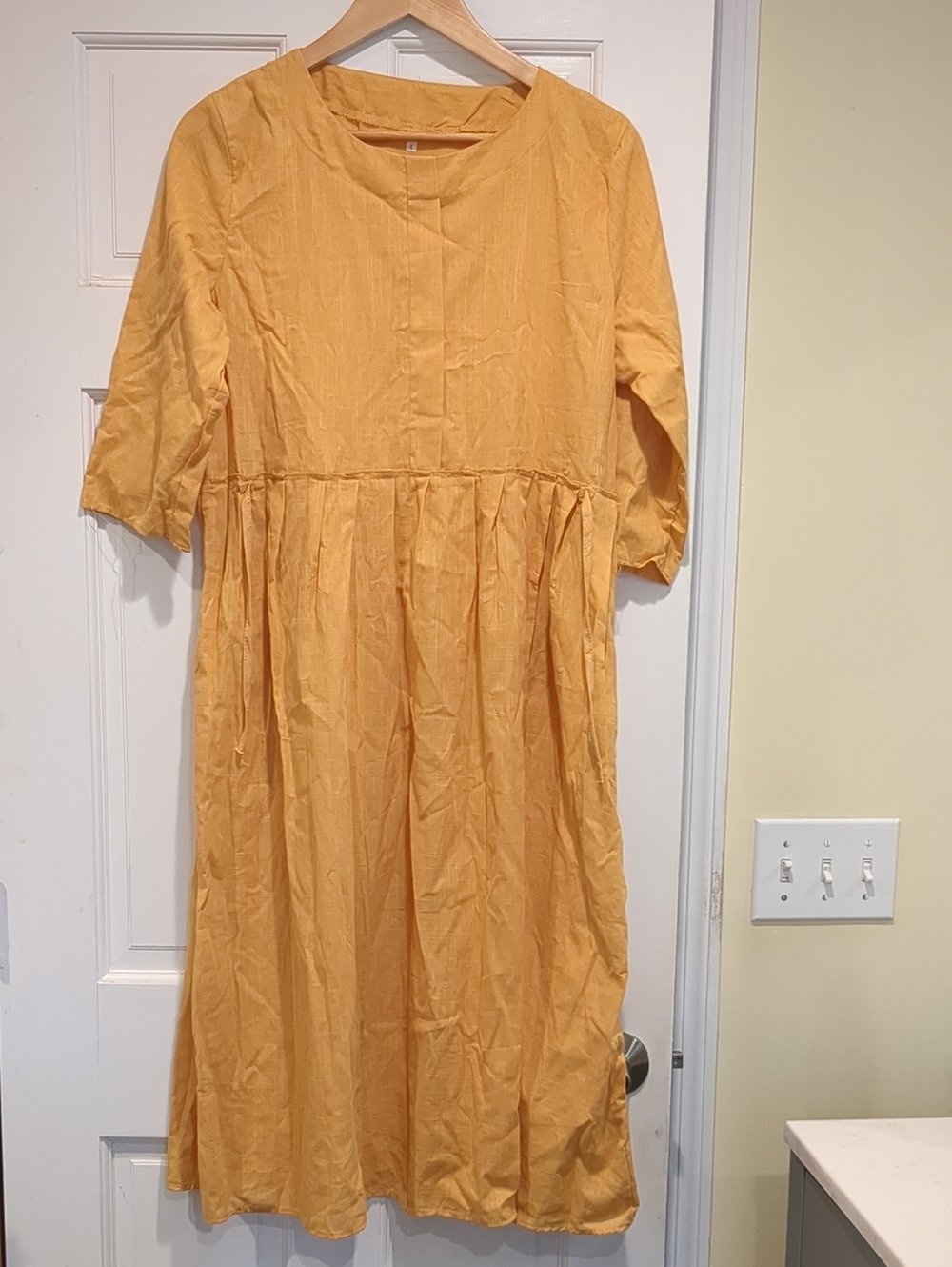 Soft 💯 Cotton Yellow Tie Waist Dress